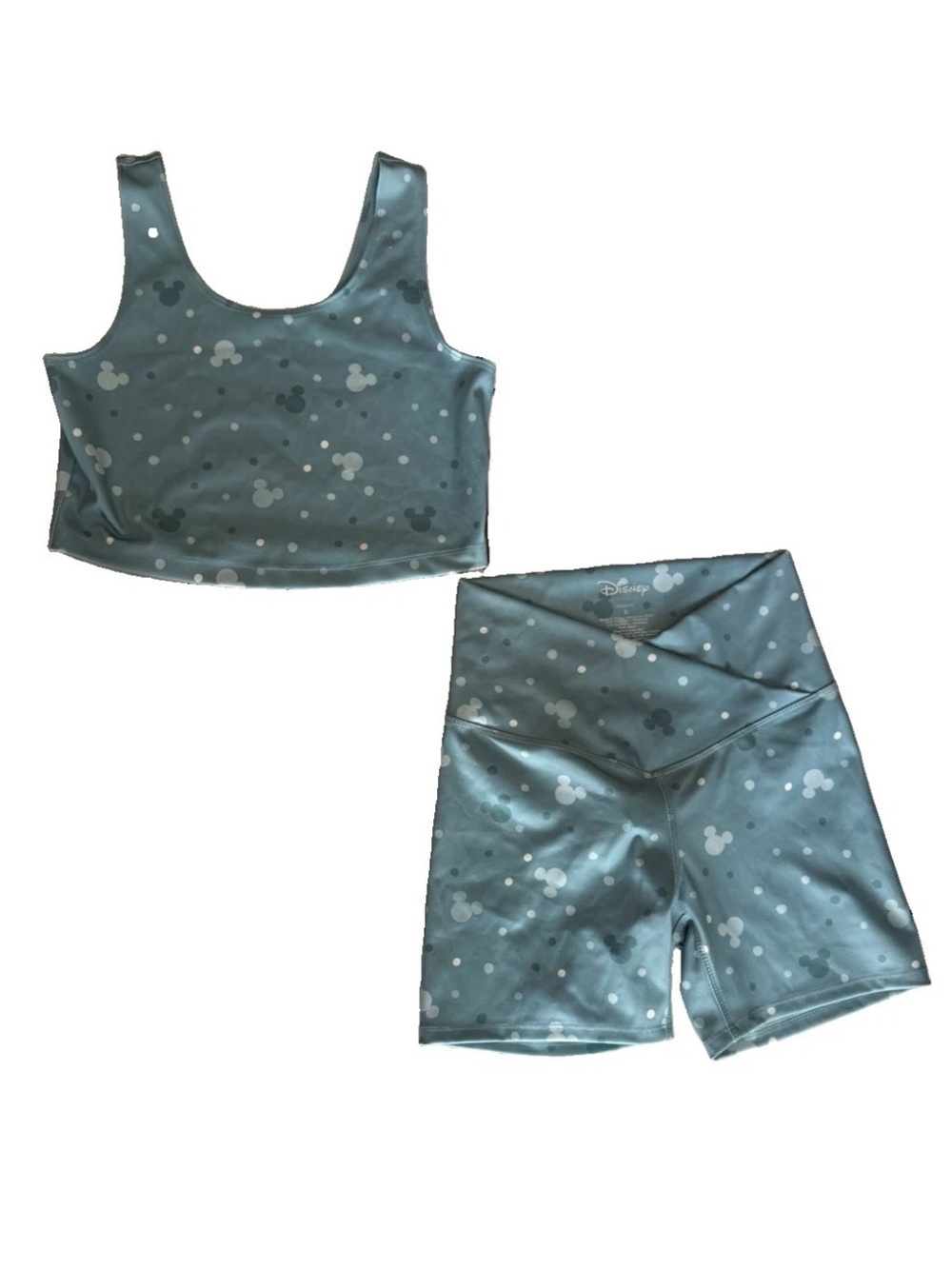 Mickey Mouse Polka Dot Activewear Sports Bra High Rise Biker Shorts Blue Small